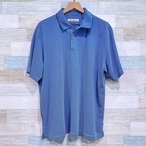 Tommy Bahama Soft Touch Polo Shirt Blue Stripe Modal Blend Stretch Mens Large